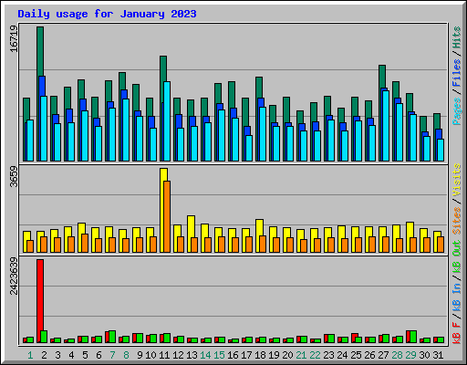 Daily usage for January 2023